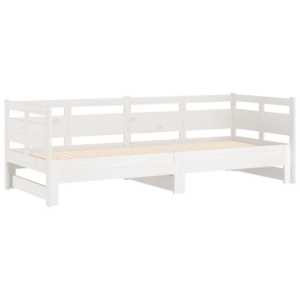 Slaapbank Uitschuifbaar Massief Grenenhout 2X(80X200) Cm 80 x 200 cm Wit