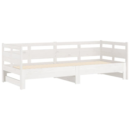 Slaapbank Uitschuifbaar Massief Grenenhout 2X(80X200) Cm 80 x 200 cm Wit