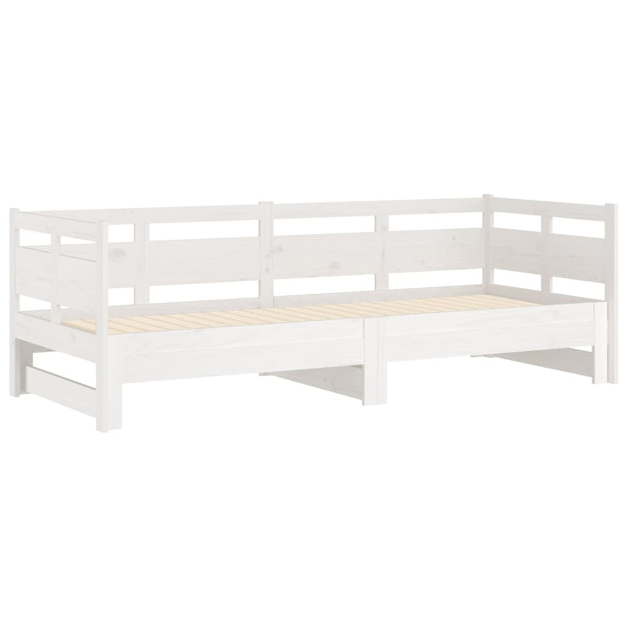 Slaapbank Uitschuifbaar Massief Grenenhout 2X(80X200) Cm 80 x 200 cm Wit