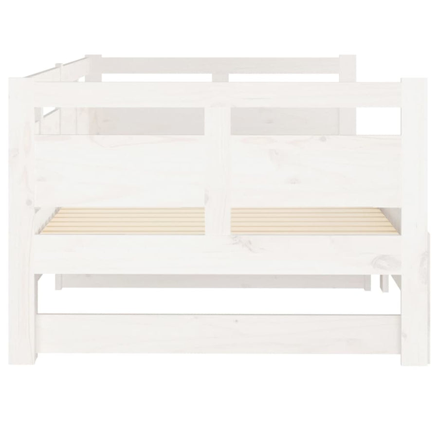 Slaapbank Uitschuifbaar Massief Grenenhout 2X(80X200) Cm 80 x 200 cm Wit