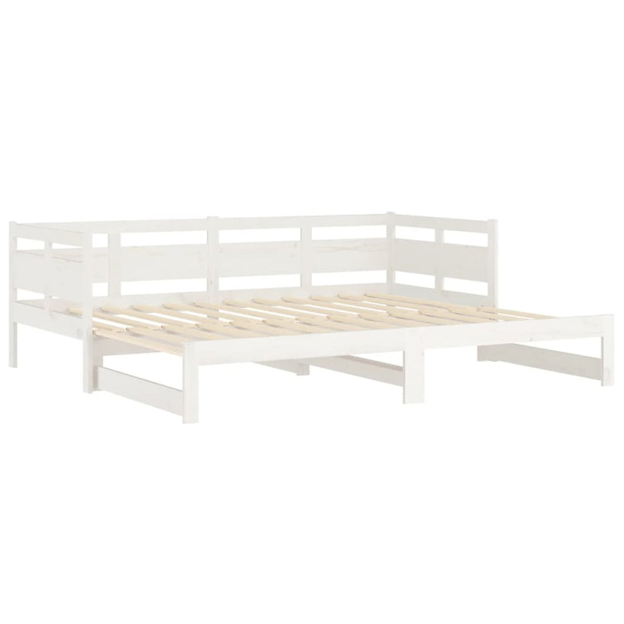 Slaapbank Uitschuifbaar Massief Grenenhout 2X(80X200) Cm 80 x 200 cm Wit