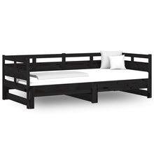 Slaapbank Uitschuifbaar Massief Grenenhout Zwart 2X(80X200) Cm