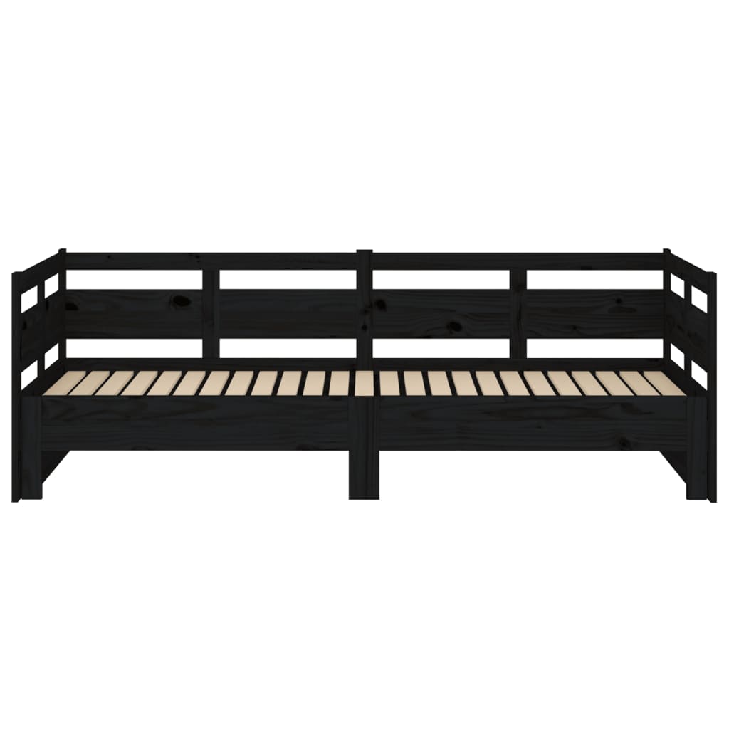 Slaapbank Uitschuifbaar Massief Grenenhout Zwart 2X(80X200) Cm