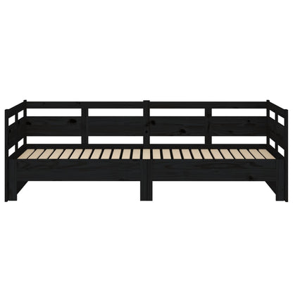 Slaapbank Uitschuifbaar Massief Grenenhout Zwart 2X(80X200) Cm