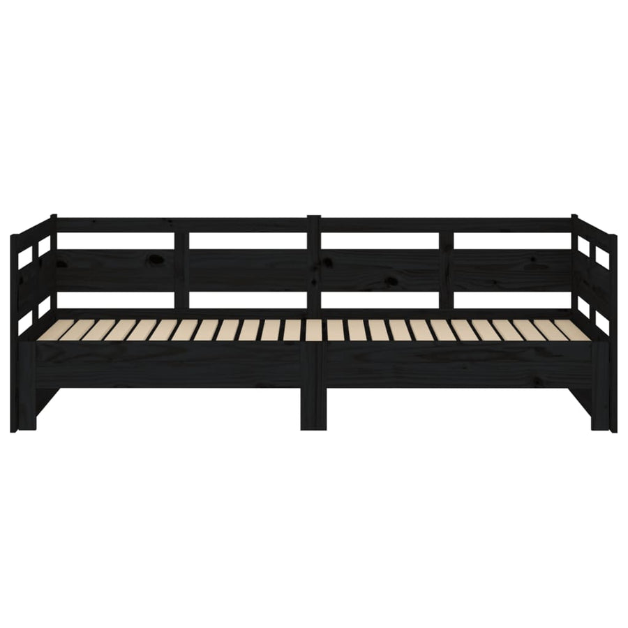 Slaapbank Uitschuifbaar Massief Grenenhout Zwart 2X(80X200) Cm