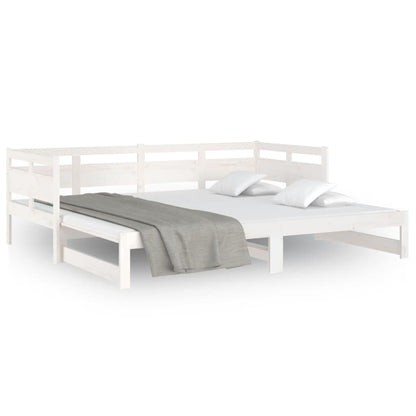Slaapbank Uitschuifbaar Massief Grenenhout Wit 2X(90X190) Cm