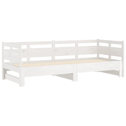 Slaapbank Uitschuifbaar Massief Grenenhout Wit 2X(90X190) Cm