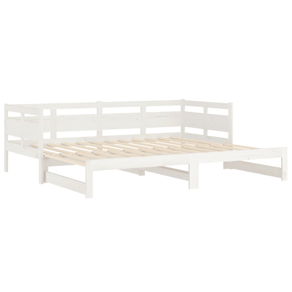 Slaapbank Uitschuifbaar Massief Grenenhout Wit 2X(90X190) Cm
