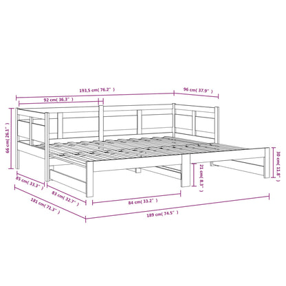 Slaapbank Uitschuifbaar Massief Grenenhout Wit 2X(90X190) Cm