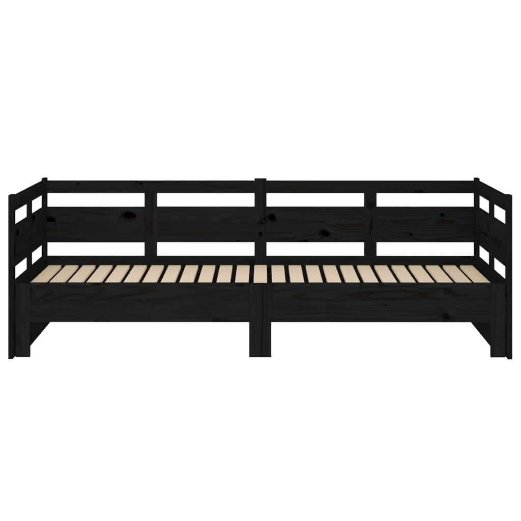 Slaapbank Uitschuifbaar Massief Grenenhout Zwart 2X(90X190) Cm