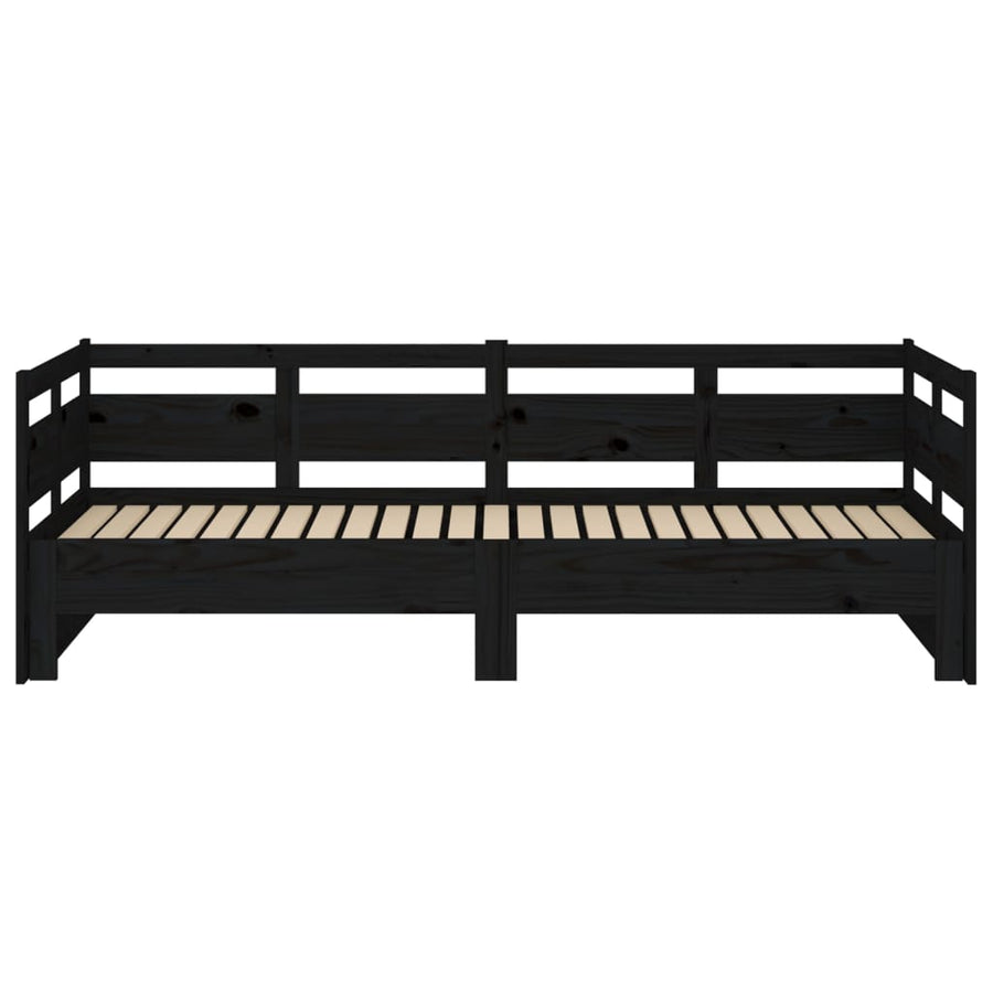 Slaapbank Uitschuifbaar Massief Grenenhout Zwart 2X(90X190) Cm