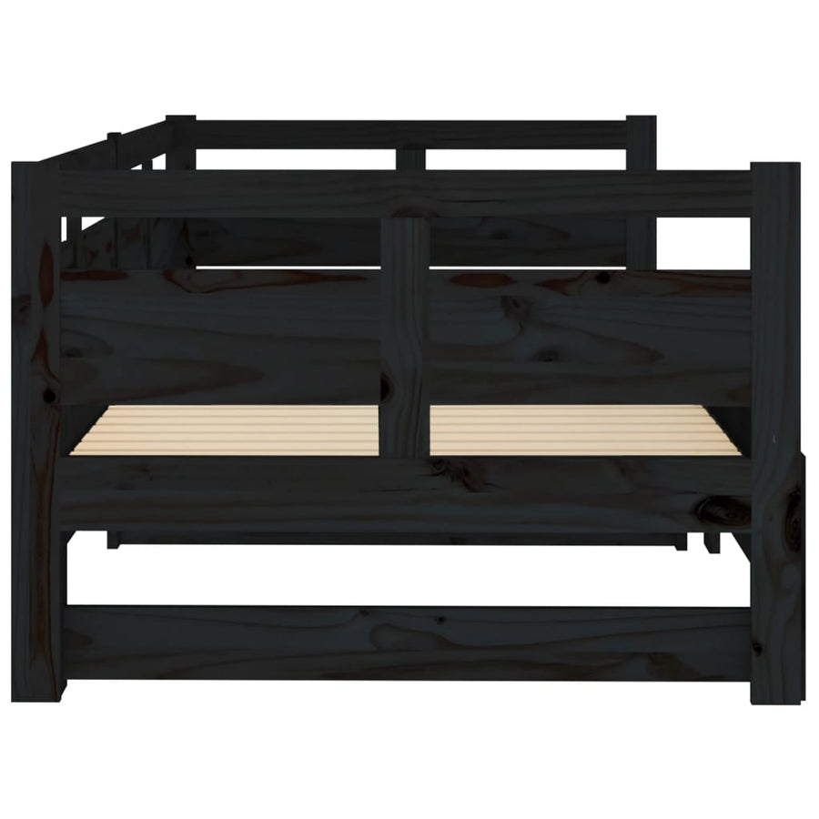 Slaapbank Uitschuifbaar Massief Grenenhout Zwart 2X(90X190) Cm