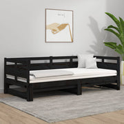 Slaapbank massief grenenhout zwart 193,5x96x66 cm