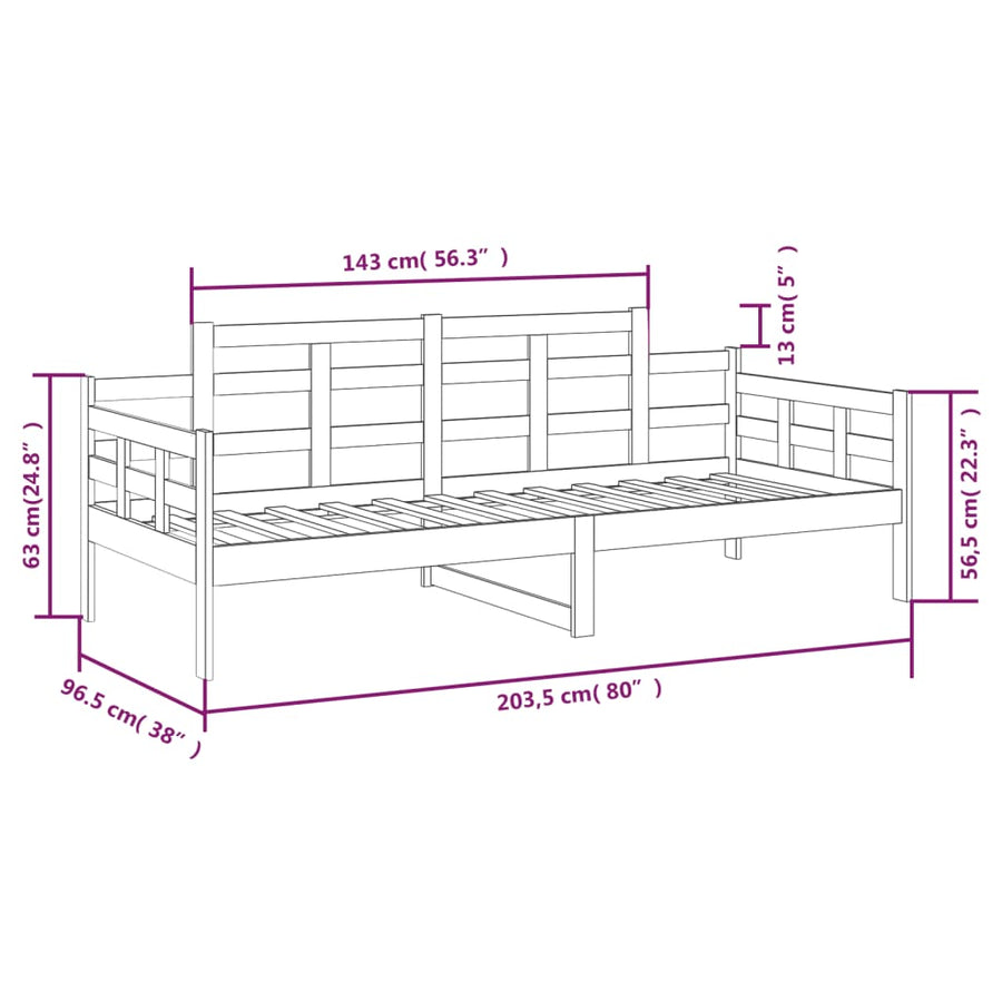 Slaapbank Massief Grenenhout Wit 90X200 Cm 90 x 200 cm