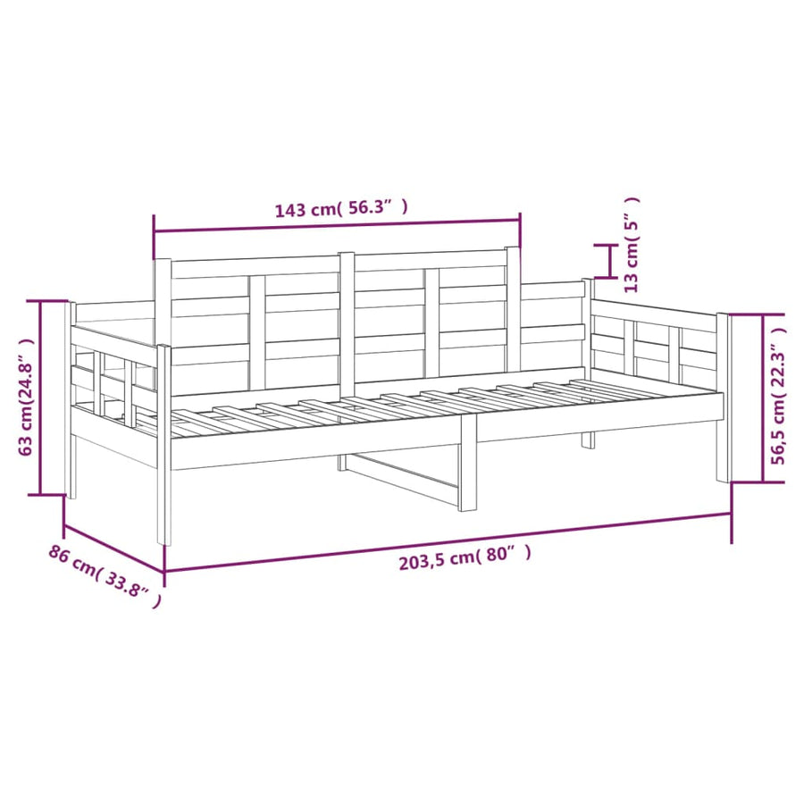 Slaapbank Massief Grenenhout 80X200 Cm 80 x 200 cm Naturel