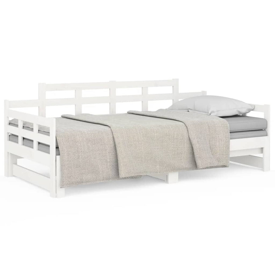 Slaapbank Uitschuifbaar Massief Grenenhout Wit 2X(90X200) Cm