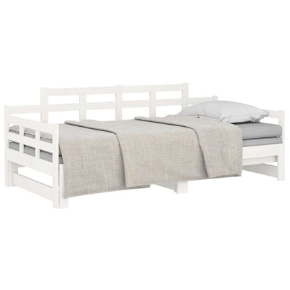 Slaapbank Uitschuifbaar Massief Grenenhout Wit 2X(90X200) Cm