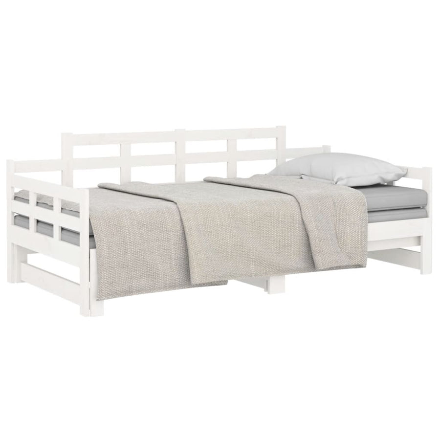 Slaapbank Uitschuifbaar Massief Grenenhout Wit 2X(90X200) Cm