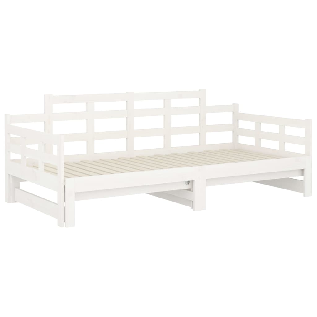 Slaapbank Uitschuifbaar Massief Grenenhout Wit 2X(90X200) Cm