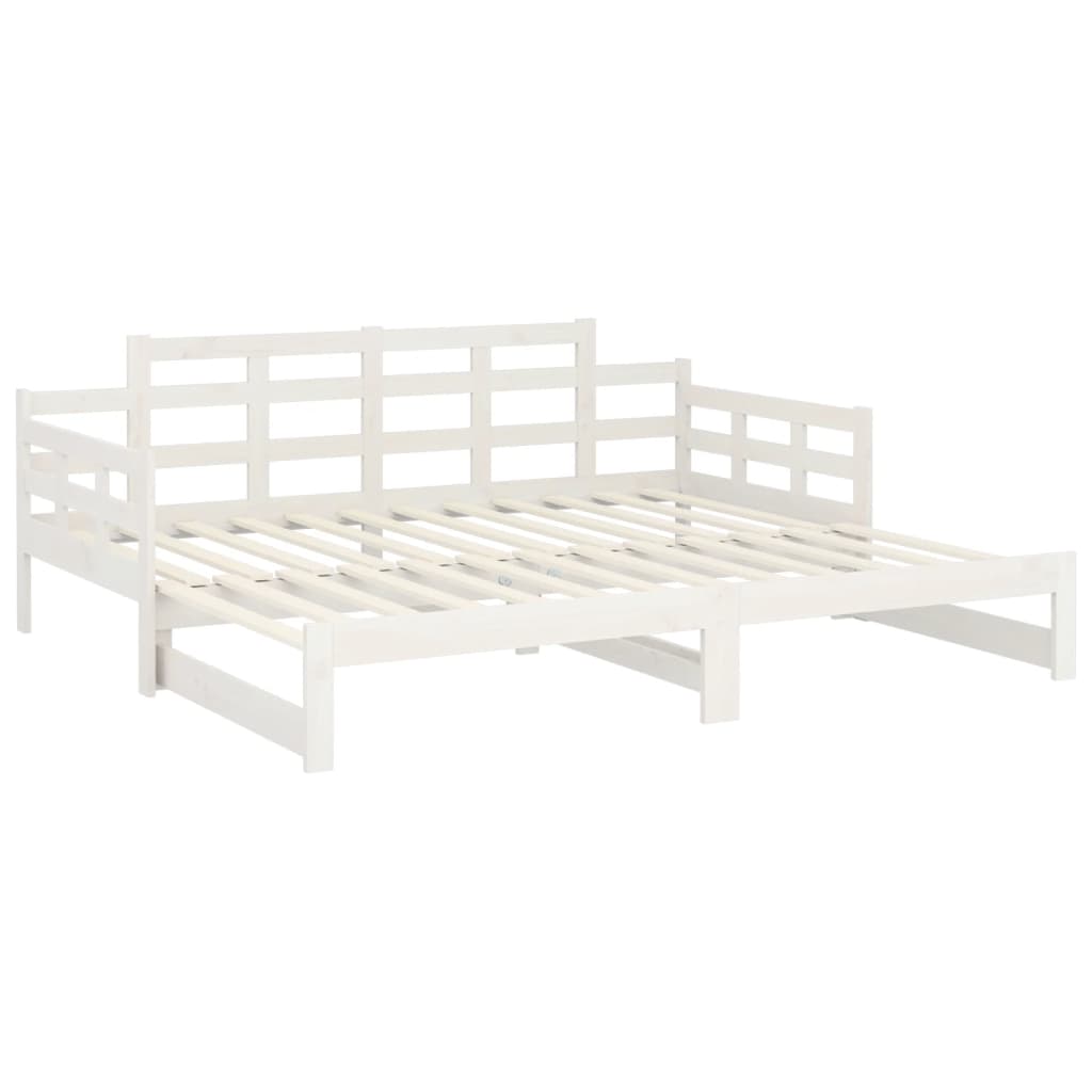 Slaapbank Uitschuifbaar Massief Grenenhout Wit 2X(90X200) Cm