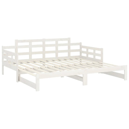 Slaapbank Uitschuifbaar Massief Grenenhout Wit 2X(90X200) Cm