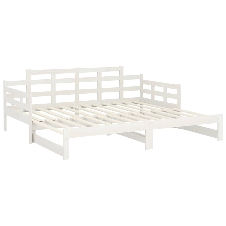 Slaapbank Uitschuifbaar Massief Grenenhout Wit 2X(90X200) Cm