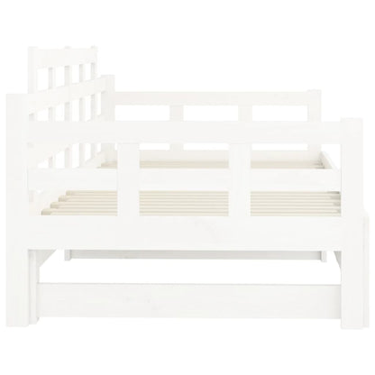 Slaapbank Uitschuifbaar Massief Grenenhout Wit 2X(90X200) Cm
