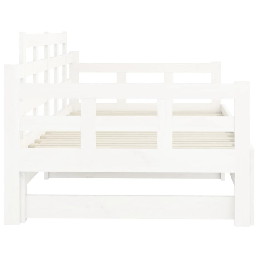 Slaapbank Uitschuifbaar Massief Grenenhout Wit 2X(90X200) Cm