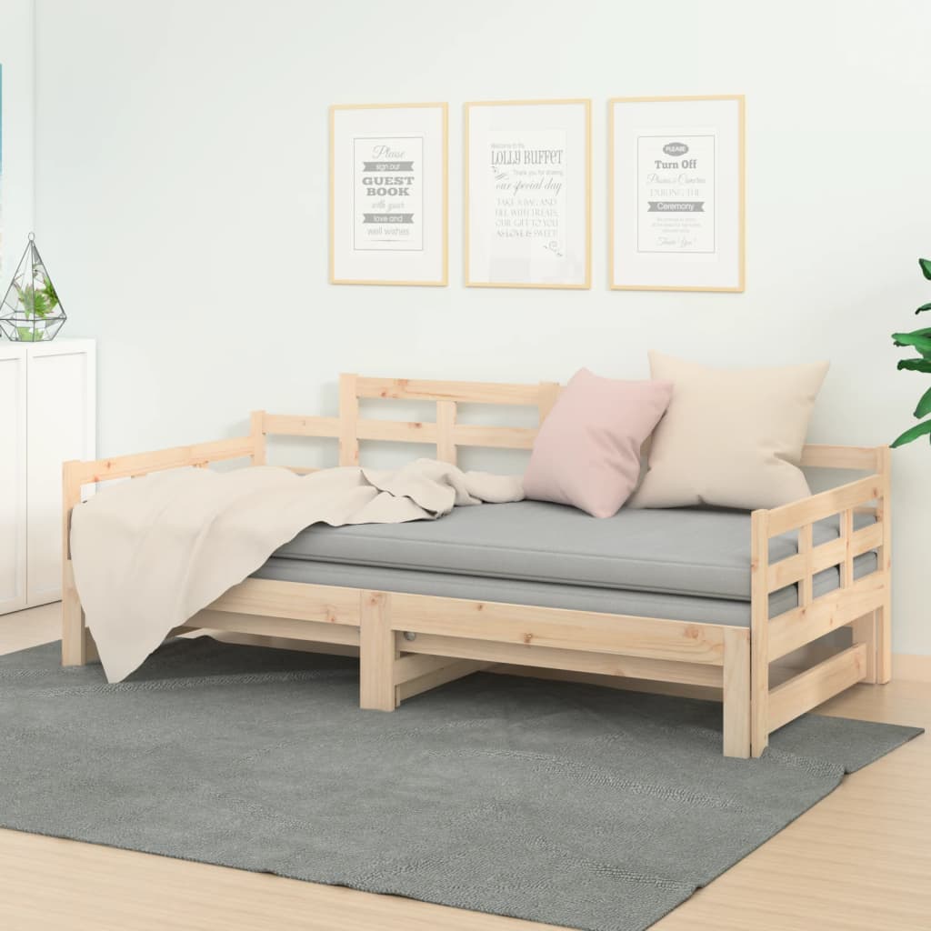 Slaapbank Uitschuifbaar Massief Grenenhout 2X(80X200) Cm 80 x 200 cm