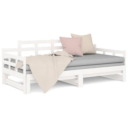 Slaapbank Uitschuifbaar Massief Grenenhout Wit 2X(80X200) Cm