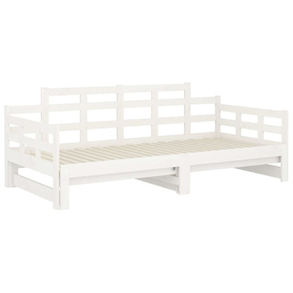 Slaapbank Uitschuifbaar Massief Grenenhout Wit 2X(80X200) Cm