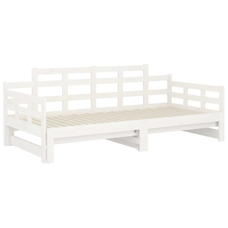 Slaapbank Uitschuifbaar Massief Grenenhout Wit 2X(80X200) Cm