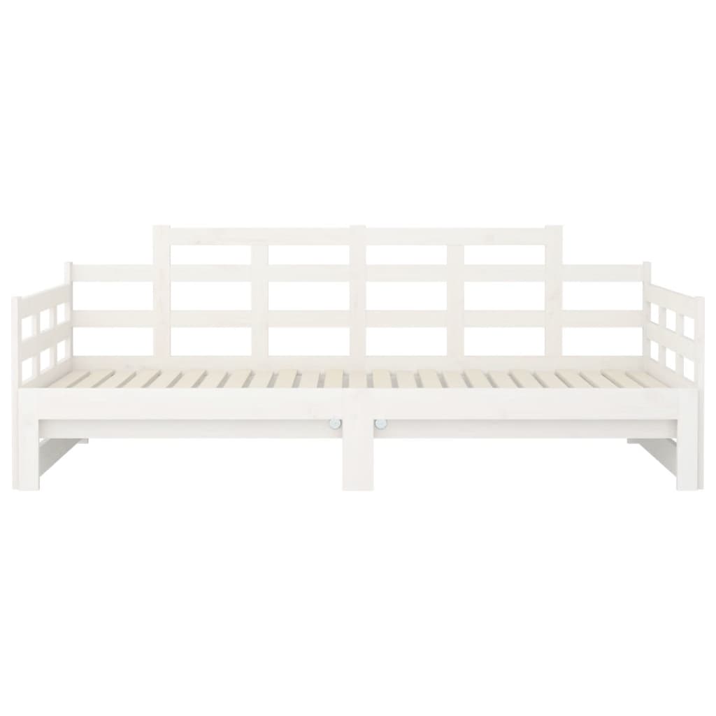 Slaapbank Uitschuifbaar Massief Grenenhout Wit 2X(80X200) Cm