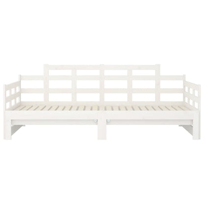 Slaapbank Uitschuifbaar Massief Grenenhout Wit 2X(80X200) Cm