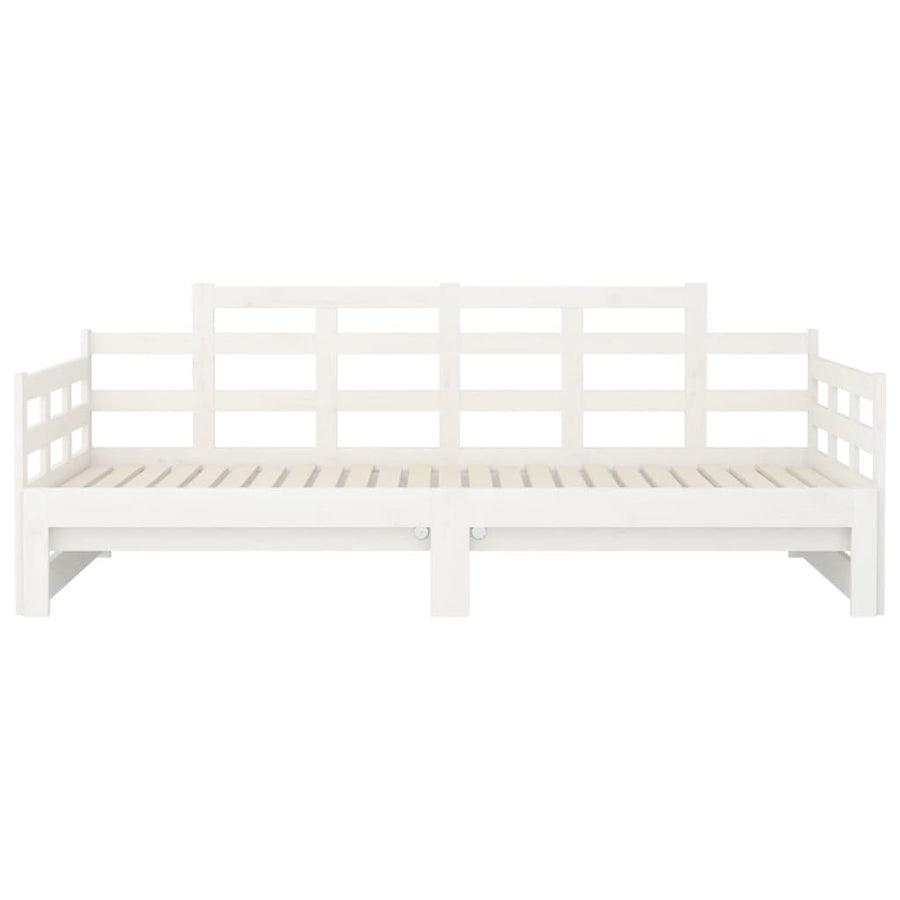 Slaapbank Uitschuifbaar Massief Grenenhout Wit 2X(80X200) Cm