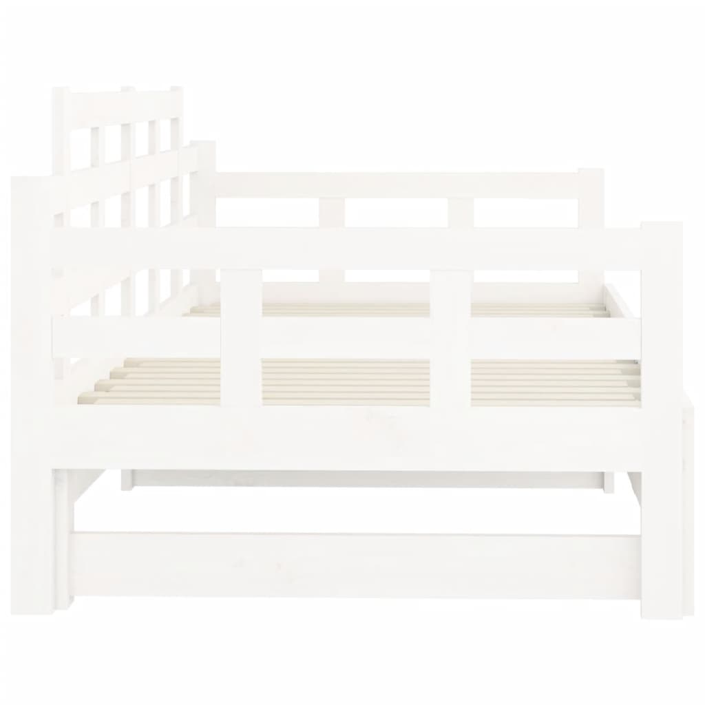Slaapbank Uitschuifbaar Massief Grenenhout Wit 2X(80X200) Cm