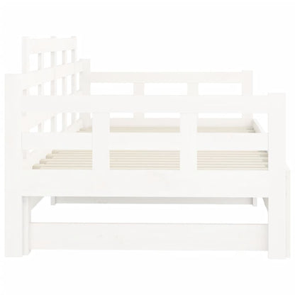 Slaapbank Uitschuifbaar Massief Grenenhout Wit 2X(80X200) Cm