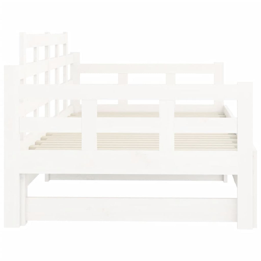 Slaapbank Uitschuifbaar Massief Grenenhout Wit 2X(80X200) Cm