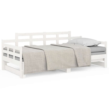 Slaapbank Uitschuifbaar Massief Grenenhout Wit 2X(90X190) Cm