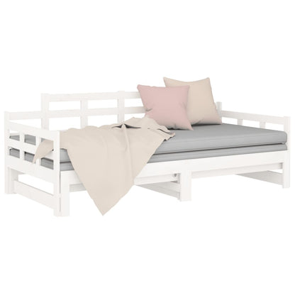 Slaapbank Uitschuifbaar Massief Grenenhout Wit 2X(90X190) Cm