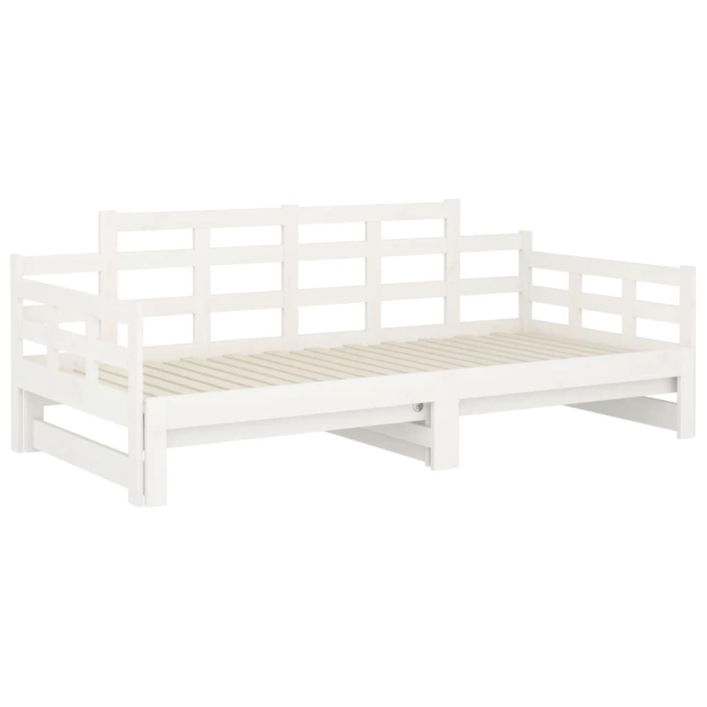 Slaapbank Uitschuifbaar Massief Grenenhout Wit 2X(90X190) Cm