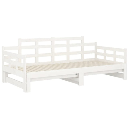 Slaapbank Uitschuifbaar Massief Grenenhout Wit 2X(90X190) Cm