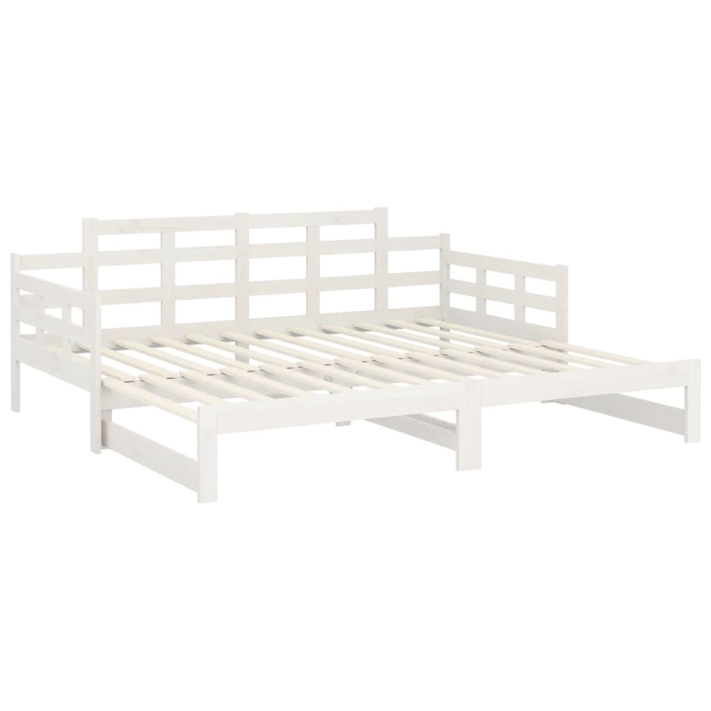 Slaapbank Uitschuifbaar Massief Grenenhout Wit 2X(90X190) Cm