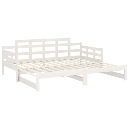 Slaapbank Uitschuifbaar Massief Grenenhout Wit 2X(90X190) Cm