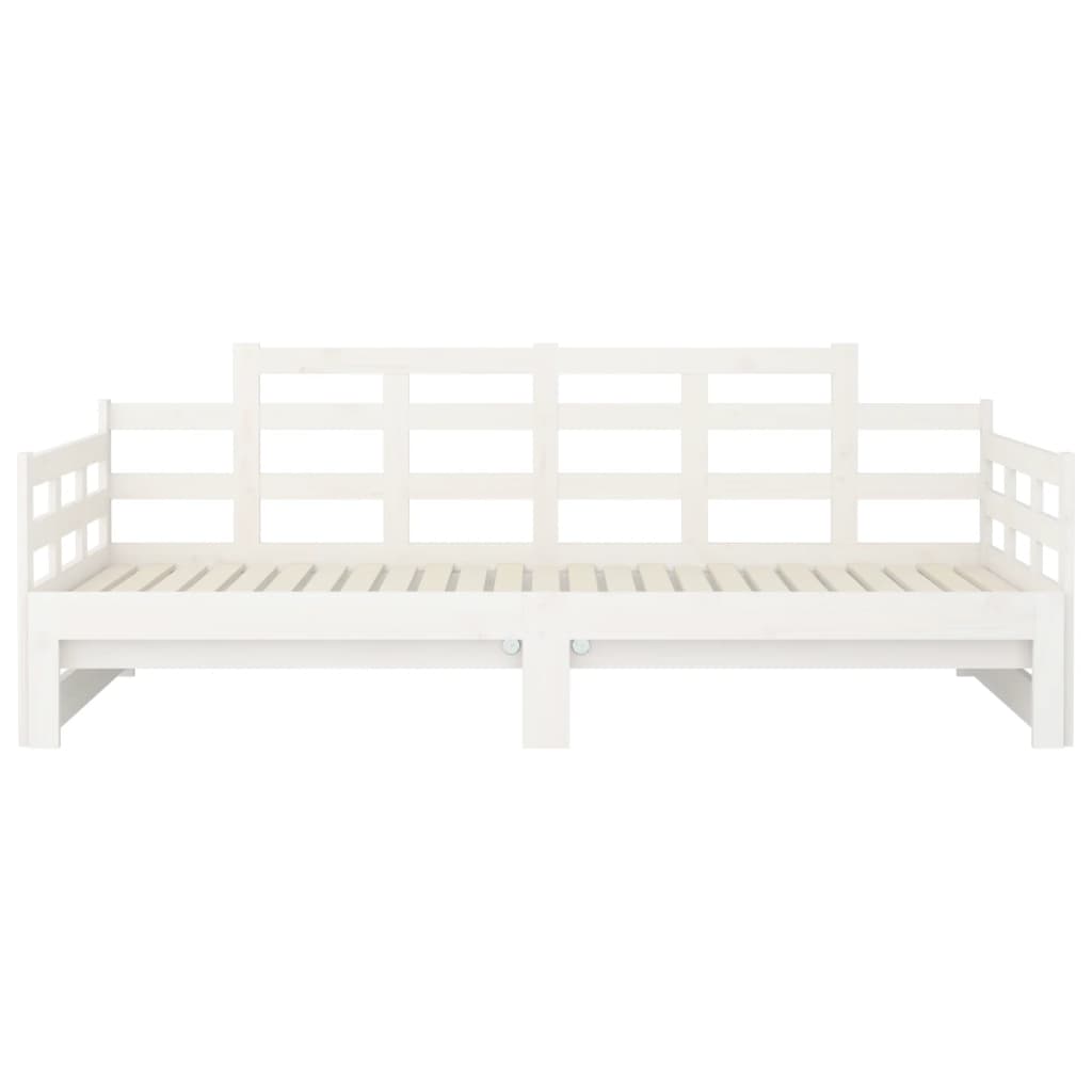 Slaapbank Uitschuifbaar Massief Grenenhout Wit 2X(90X190) Cm