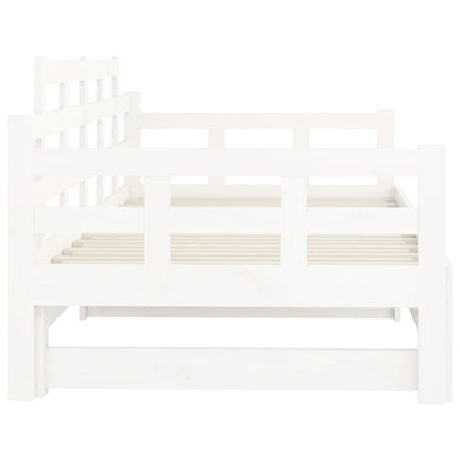 Slaapbank Uitschuifbaar Massief Grenenhout Wit 2X(90X190) Cm