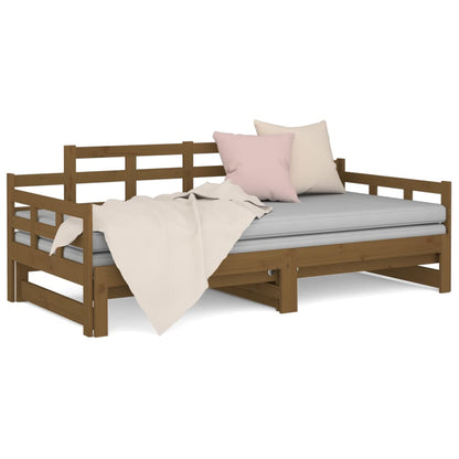 Slaapbank Uitschuifbaar Grenenhout Honingbruin 2X(90X190) Cm