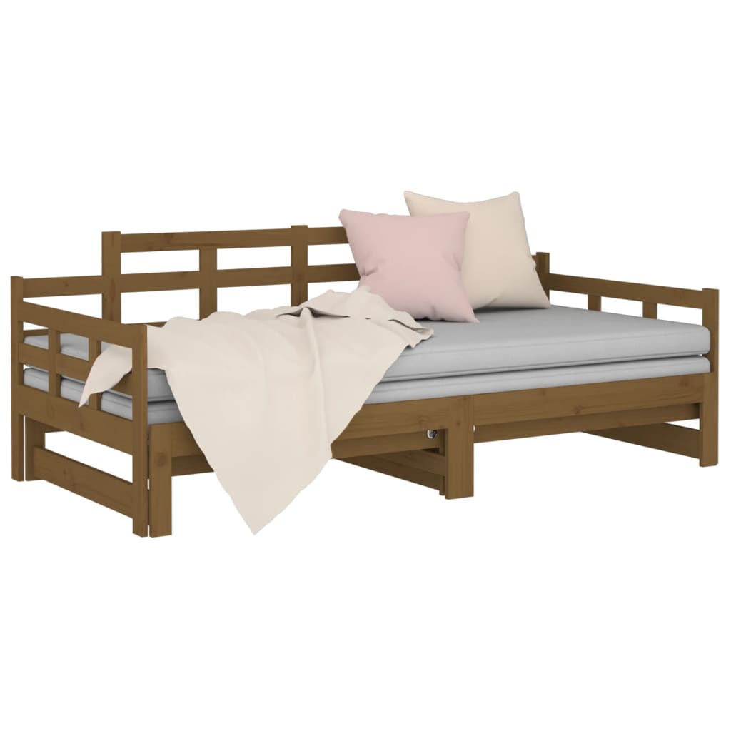Slaapbank Uitschuifbaar Grenenhout Honingbruin 2X(90X190) Cm