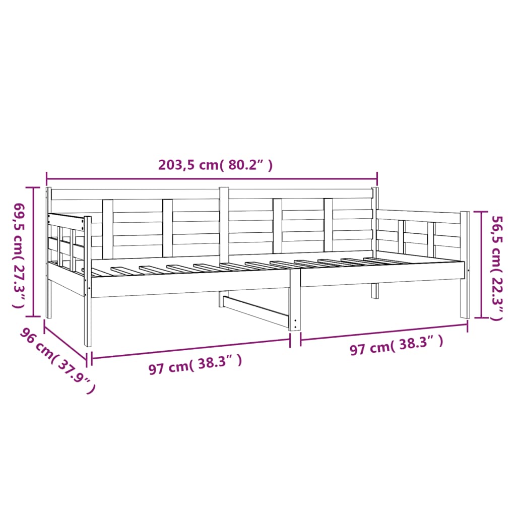 Slaapbank Massief Grenenhout Wit 90X200 Cm