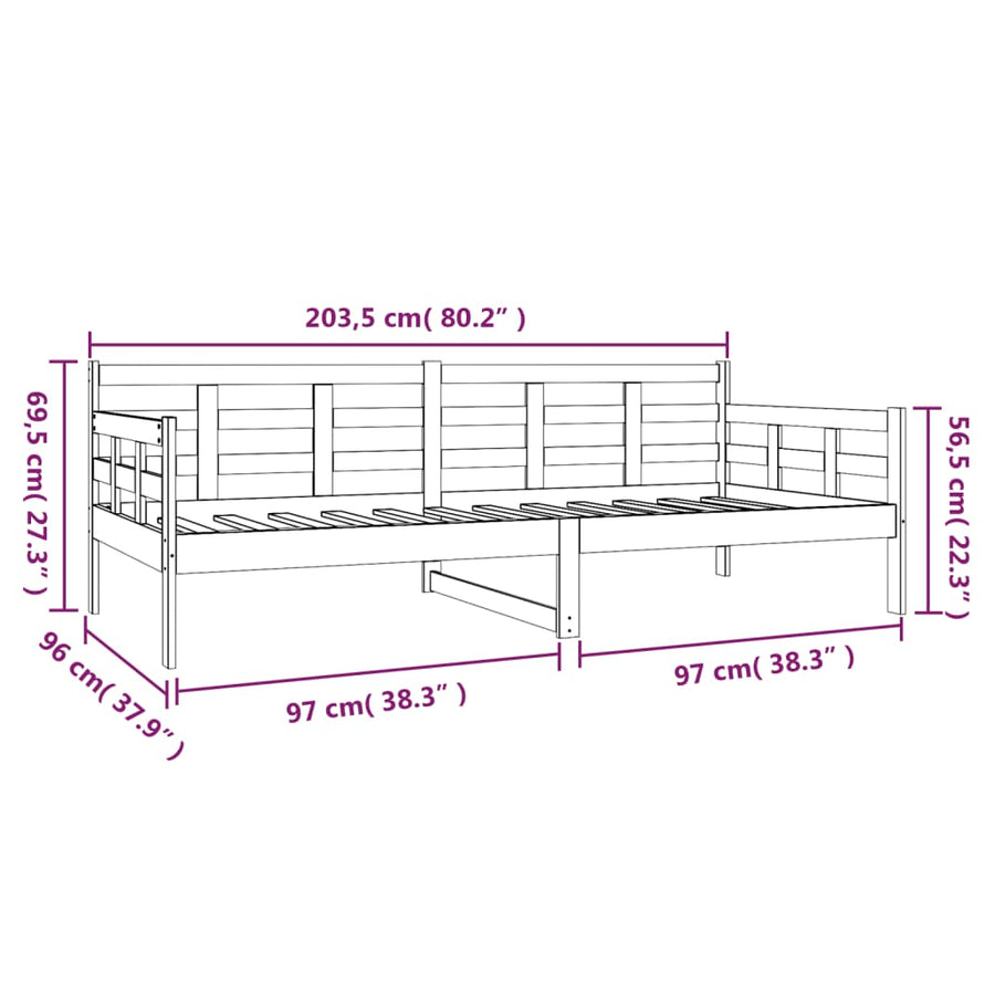 Slaapbank Massief Grenenhout Wit 90X200 Cm